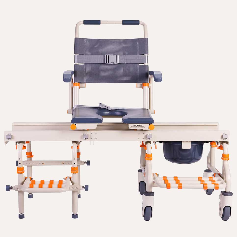 TubBuddy SB2 Adjustable shower chair with commode Carendo as a shower solution